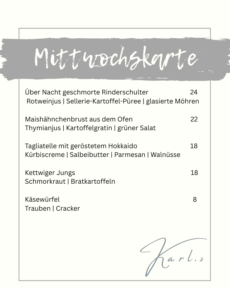 Karte für den 23.09. — es wird wieder lecker!